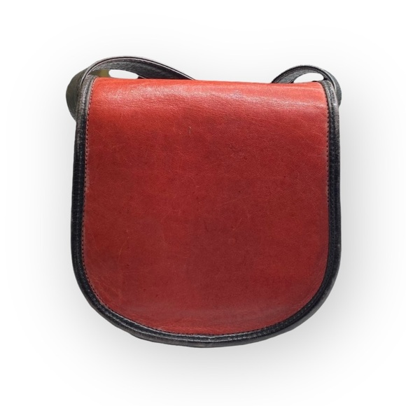 Vintage: Boots ‘n Bags ❁ Accordion Mini Crossbody Saddle Bag ❁ Brick Red Leather - Picture 5 of 16